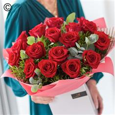 18 Red Rose Hand-tied