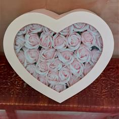 Silk roses in hat box